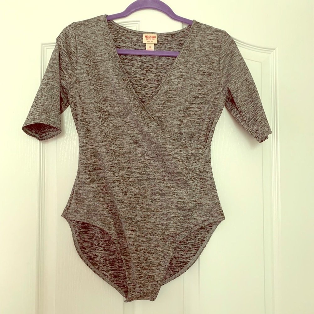 Mossimo heather gray surplice bodysuit size M